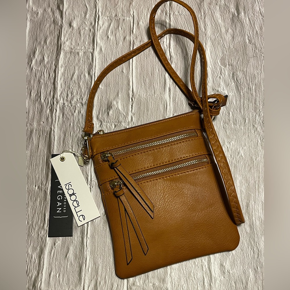 Isabelle Camel Faux Leather Crossbody